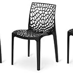 PP FURNITURE Web Plastic Outdoor Chair Without Arm (Jali) - Gloss Finish for Home, Office, Restaurant - Orthopedic Spinal Support, Weight Capacity: 150 kg (3, Black, Standard)-image-10