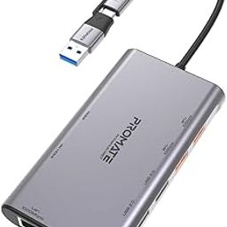 Promate USB-C Hub, 9-in-1 4K Multi-Display Aluminum Hub with Dual HDMI, 1080p VGA Port, 1000Mbps LAN, 20W USB-C Power Delivery, USB 3.0 and USB 2.0 Ports for MacBook Pro, PrimeHub-MST-image-85