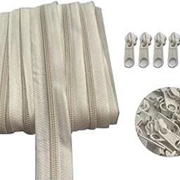 SoftSwiss Zipper Roll # 5, 5 Meter (White), with 25 Zip Puller (Kunda) for Tailoring/Stitching/Sewing/Craft/Fashion Designing (5 Meter, White)-image-67