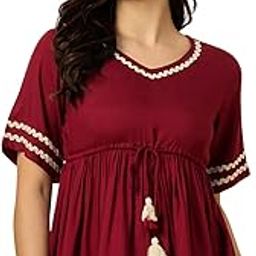 Maroon V Neck Peplum Top for Women-image-88