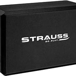 Strauss High Density EVA Foam Yoga Block | Non-Slip Workout Brick For Improving Poses, Balances Flexibility & Support Strength Training Exercises | Yoga Brick To Support and Deepen Yoga Poses,(Black)-picture-0