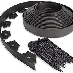 Sivgun Creations Landsccape Edging/Garden Fence/Garden Border/Flower Bed Edge/Tree Surrounding | No Digging Edge with Anchoring Spikes/Nails (10 CM HT, Black)-image-77
