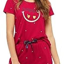Women's Cotton Little Heart Smile Printed Top & Shorts Set-image-11
