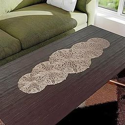 Kuber Industries Table Runner | Dining Table Runner | Coffee Table Runner | Table Runner for Wedding | Table Runner for Family Dinners | Gola Table Runner Cloth | Golden-15