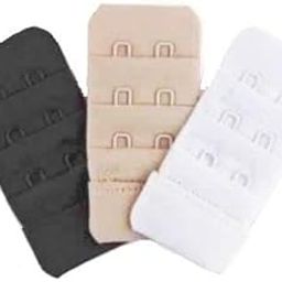 Women's Bra Hook Extender 2-Hook Bra Extender Save Your Bra Increase Band Length Bra Extensions Hook and Eye Closure Black, White, Beige (Pack of 3) (LZ-006)-24