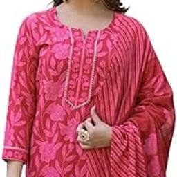 Women's Red Rayon Blend Floral Straight Printed Kurta Pant With Dupatta Set | Office Wear Straight Kurta Set | Printed Salwar Suit For Women-picture-20