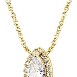 92.5 Sterling Silver Precious Pear Halo Pendant Necklace, Rhodium Plated Chain, Elegant Whites Collection, Gift for Women, BIS Hallmarked-4
