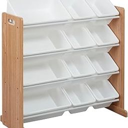 Snazzy 4-Tier Organizer with 12 Bins, Toy Storage, Dark Natural/White-image-27