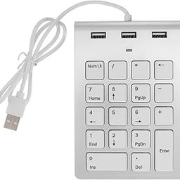 Hemobllo Keyboard for PC Computer Keyboard Wired Numeric Keypads Macro Keypad 10 Key USB Keypad Wired Number Pad USB Numeric Keypad USB Keyboard USB Number Pad Silver USB Hub Numeric Keypad-26