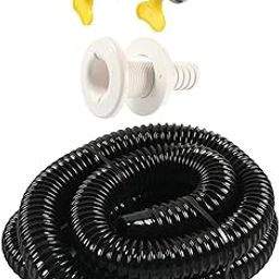 Black Bilge Pump Hose 1-1/8-inch Dia Plumbing Kit Thru Hull Fitting Replaces-image-7