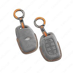 CARLSSON Luxury Key Cover with Key Chain Fit for Hyundai Alcazar | Creta - Premium Finish Grey Color (Grey)-picture-1