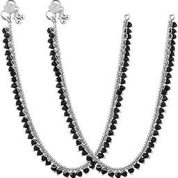 Oxidised Silvel Payal Pajeb Todiya Anklet For Girls & Women Payal 1pair Alloy Anklet (Pack of 2) D313D314-image-12