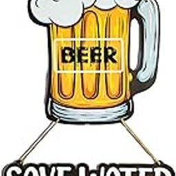 BLUEWALL DECOR Save Water Drink Beer Decorative Wall Art MDF Wooden Hanging Sign for Bar, Kitchen, Bedroom, Home Decor, Office | Fun Quote Wall Ornament | 65x28 cm-image-84