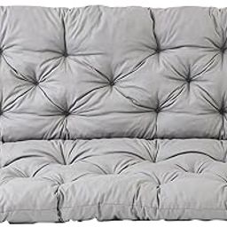 IRA Furniture HANKO 2 Seater Garden Bench Cotton Padded Low Back Cushion (Grey,100 x 98 x 8cm)-15