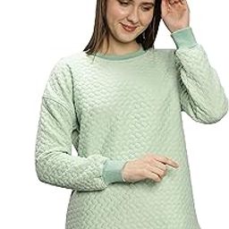 Quilted Textured Pine Color Sweatshirt-image-16
