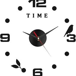 THE GRANDEUR DIY Wall Clock Sticker, Self-Adhesive Numbers, Non-Ticking, Frameless, Acrylic Analog Watch Adjustable Size for Living Room, Bedroom, Office (Black - Numbers, Birds, Dots)-image-96