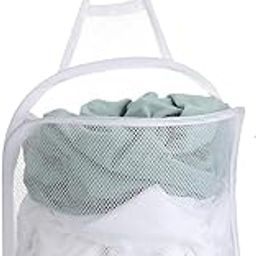 FAKKDANATH Hanging Mesh Laundry Hamper, Space Saving Wall Hanging Laundry Bag, No Punching Large Wall-mounted Dirty Laundry Basket Clothes Hamper, Self Adhesive Folding Net Storage-image-0