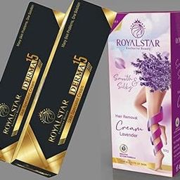 Royalstar Derma 15 Skin Specialist Herbal Ayurvedic Cream 25g & Royalstar Hair Removal Cream 50g - Painless and Suitable for All Skin (Pack of 2)-40