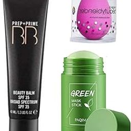 Cosmac Combo Prep + Prime BB Beauty Balm SPF 35 Foundation 40ml with Purifying Oil Control Anti-Acne Solid Fine, Portable Cleansing Apply Mask & makeup sponge puff (set of 3)-16
