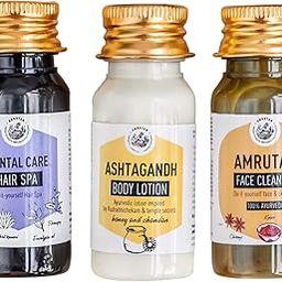 AMRUTAM Personal Care Travel Pack with Kuntal Care Hair Spa, Ashtagandh Body Lotion & Face Clean Up (30ML Each)-image-40