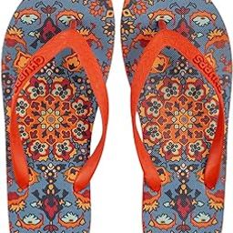 Women/Girls Natural Rubber Flip Flops Slippers, KALEEN Persian, Comfortable & Ultra-Light, Odour-Free, Non-Slip & Long Lasting Digital Prints - (Hot Coral - 4UK)-image-17