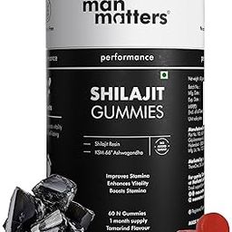 Man Matters Pure Himalayan Shilajit/Shilajeet Gummies with 75% Fulvic Acid & KSM 66 Ashwagandha | Boosts Stamina, Strength & Improves Energy Levels | No Added Sugar | Pack of 60-1