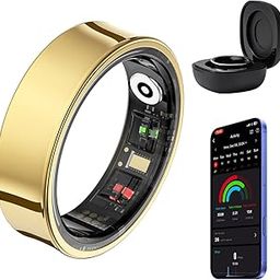 AMOVAN Smart Ring for Women Men, Fitness Tracker with Heart Rate, Blood Oxygen, Sleep Monitor, Steps,Calories, No Subscription Fee,IP68 Waterproof Smart Ring for iPhone & Android (Gold, #8)-image-34