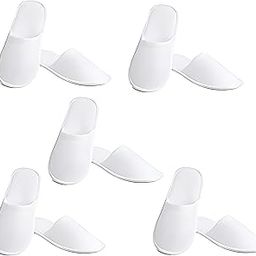 White Disposable Slippers, Cotton Closed Toe Spa Slippers for Women and Men, Breathable Non-Slip Slippers for Hotel, Guests, Travel (Pack 5 Pairs)-image-38