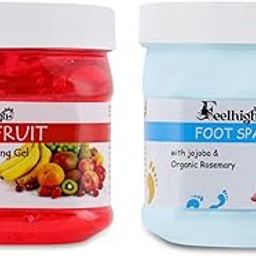 Combo Fruit Face Gel 500ml Enriched with Strawberry Extract for Dead Skin Cell Removal and Hydration & Fooot Spa Cream 500ml | Pack of 2 | Men and Women Facial Kit and feet care product-24