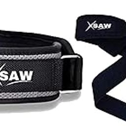 XSAW 4’’ Inch Gray EVA Weightlifting Belt Combo Grips Pads Hand Training Bar Straps Wrap, Back Support Power Training Belt Workout Exercise Power Lifting Squat Gym Belt for Men & Women (S (28-32 inches))-picture-24