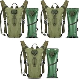 Optifit® Trekking Hydration Backpack with 3L Water Bladder for Men Women Kids Professional Waterproof Tactical Bag for Hiking Biking Running Walking BPA Free Army Green 3PCS-image-84