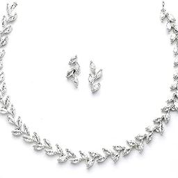 Rose Gold-Plated Leaf Design Rose Black and White American Diamond Studded Jewellery Set-18