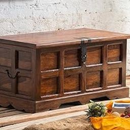 Solid Mango Wooden Storage Trunk | Center Table with storage box | Wooden Box For Living room, Bedroom, Hall, Hotel room, & Home, Brown Finish, (121.9L x 55.9W x 61H Centimeters)-image-78