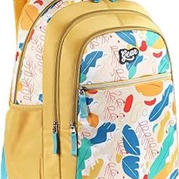 Floral 19"/38L Large Water Resistant School Bag/Casual 4 Compartment Backpack/Daypack/Travel 4 Compartment Backpack/Kids Bag for Girls - Yellow-image-76
