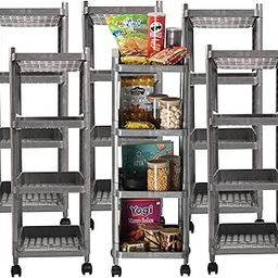 Homestic Pack of 6 Storage Rack with Wheels | 4-Layer Storage Organizer Rack | Kitchen Spice Rack | Multipurpose Layer Storage Rack for Home & office | Office Storage Trolley | Grey-20