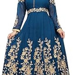 Women's Georgette Embroidered Semi-Stitched Gown Saransh-New-image-5