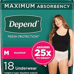 Depend FIT-FLEX Incontinence Underwear for Women, Disposable, Maximum Absorbency, M, Blush, 18 Count-image-42