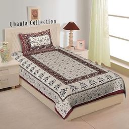 UBANIA COLLECTION-We believe in customers satisfaction® Comfort Cotton Rajasthani Traditional TC 144 Single Bed Bedsheet with 1 Pillow Cover-picture-16