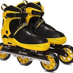 Vinex Sonic Inline Skates | Comfortable & Adjustable PU Wheel Roller Skating Shoes for Boys and Girls, Youth Sizes (Large, 39-42, Yellow) | 3 Wheels | Enhanced Stability and Support-image-11