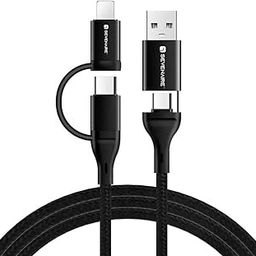 Sevenaire 4-in-1 Braided Quad Charging Cable| Type C to Lighting, Type C to C, Type A to Lighting| 65W Fast Charging| 480 Mbps Data| Compatible with All Android, iPhones/iPad/Mac/Laptops (1 M)-15