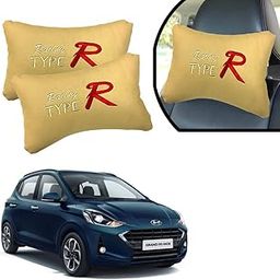 PulGos Beige Leathertte Material Neck Rest Cushion in Type R Design for Car_617-image-9