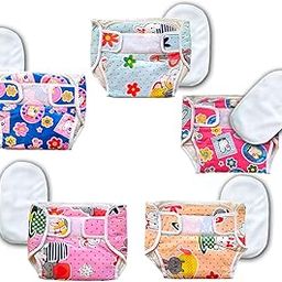 KIDSKA Plastic Nappies With Pads for KIDS/Plastic Diaper With Pad/Plastic Nappies for Baby with Pad/Nappies with Plastic covering For New Born Baby(0-3 Month) Set of 5-image-90