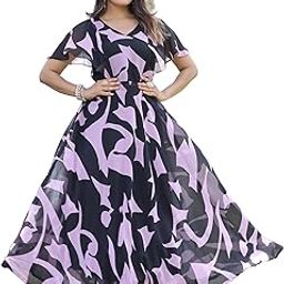 Present Trendy Women's Georgette Flare Dress/Midi Comfortable and Elegant Wear Color Multicolored MAA13670052-image-58