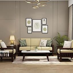 CentreWood Solid Sheesham Wood 5 Seater Sofa Set – 3+1+1 Configuration | Walnut Finish with Cream Cushions for Living Room | Stylish & Comfortable | Without Center Table & Pillow-16