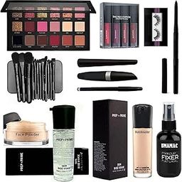 UMA MAC combo Makeup Kit for Girls, Women, and set of 12 with 18 Color Eyeshadow Palette, 12 Piece Makeup Brush Set, Kajal, Eyelashes, and Red Edition"-19