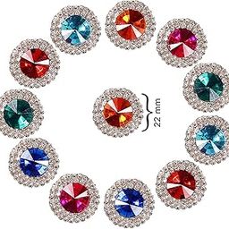 Delush Design Self Adhesive Glass Rhinestone Stickers for Craft -Pack of 60 (22 mm, Multi)-image-73