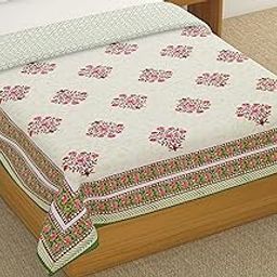 BLOCKS OF INDIA Malmal Cotton Hand Block Printed Single Size Reversible Dohar for Summer (Green)-picture-11