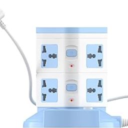 Portronics Power Plate 9 with 3 USB Ports + 8 Power Sockets Power Converter, 2500W Power Output, 2.1A USB Charging Port, 3M Cord Length(Blue)-16