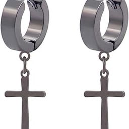 CRUCIS - BLACK - Titanium Steel Hoop Earrings for Men & Boys-image-53
