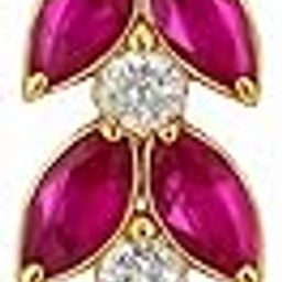 Elegant Ruby and Dia-mond Drop Pendant, Gold-Plated, Floral Leaf Design (Set of 5)-image-66